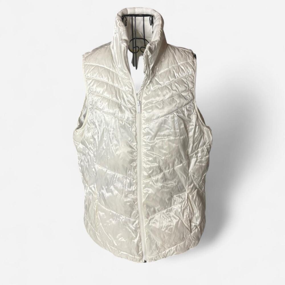 Xersion Packable Puffer Vest Women's XL White Lightweight Quilted Zip Up